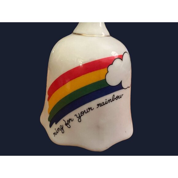 Vintage 80's Bell Ring For Your Rainbow Cloud Ceramic 5.5" tall Pride - Picture 2 of 3